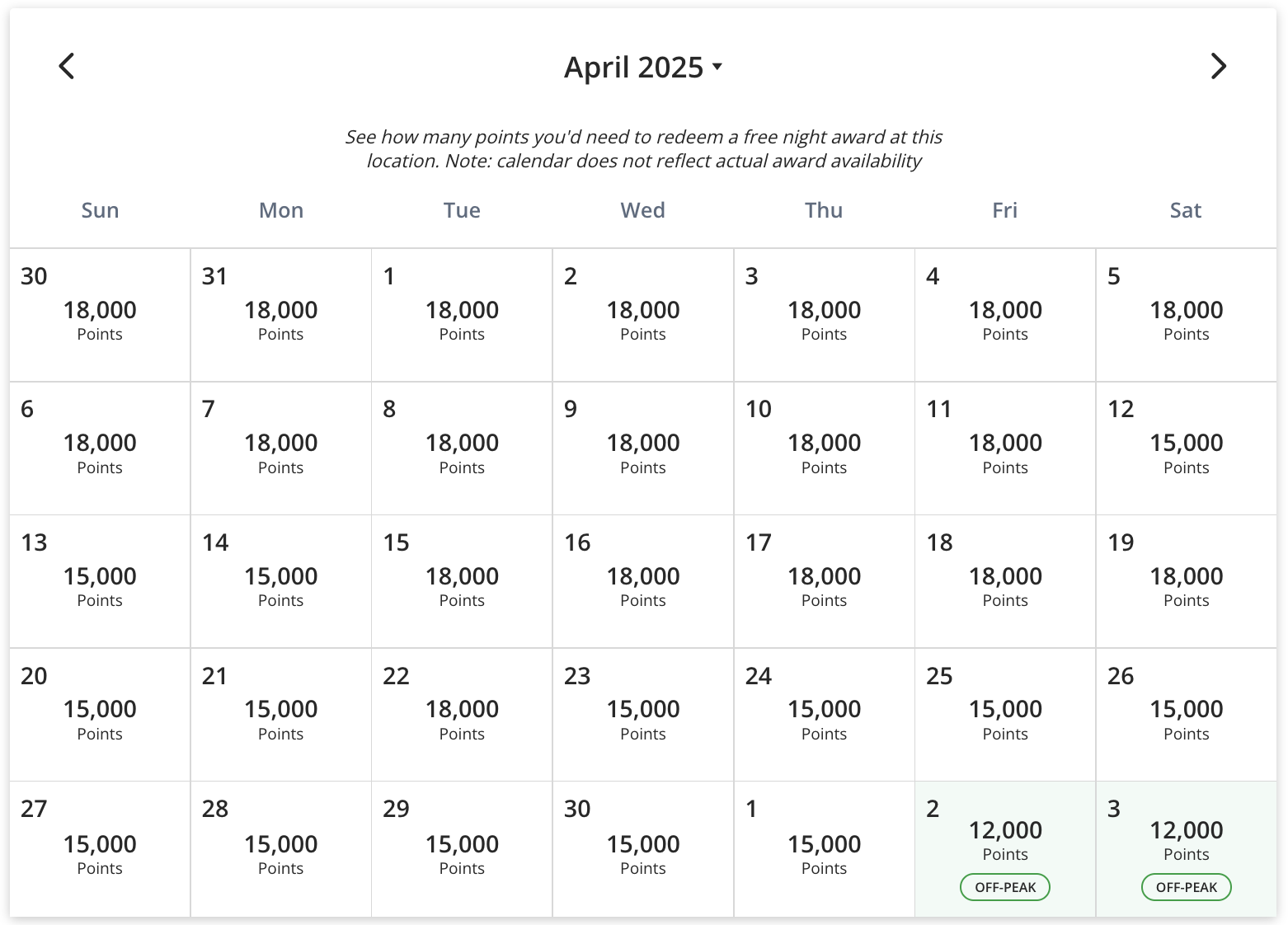 Hyatt Residence Club Sedona award rates for April 2025
